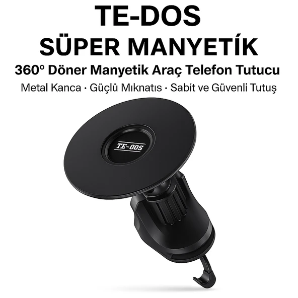TDH7541 Süper Manyetik Araç Telefon Tutucu 360 Dönebilen Metal Klima Menfezlerine Uygun Mıknatıslı ürün görseli 1