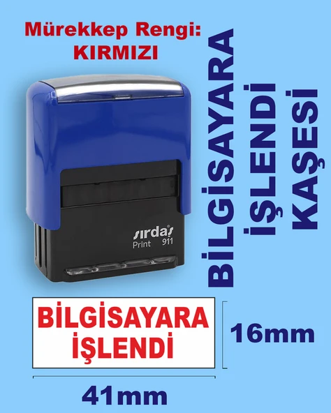 Bilgisayara İşlendi Kaşesi, 911 (41mmx16mm) Kırmızı Keçeli Otomatik Kaşe ürün görseli 1