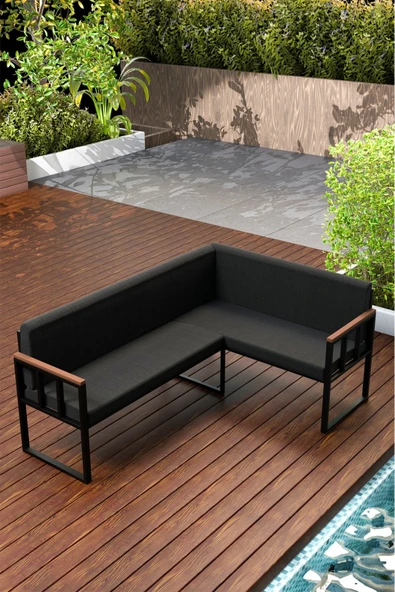 Wood House PARE KÖŞE TAKIMI SİYAH (MUTFAK,BAHÇE,BALKON,OTURMA ODASI) ürün görseli 1