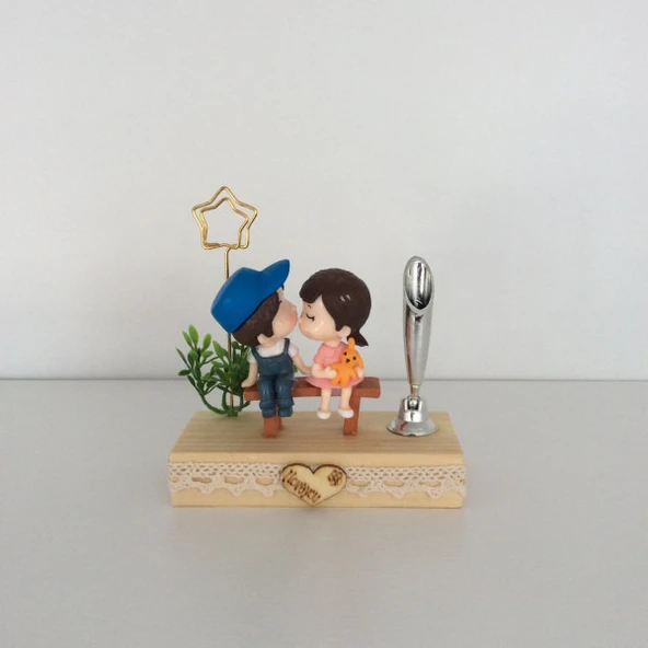 Bankta Oturan Romantik Sevgililer Notluk Biblo Model 2 ürün görseli 1