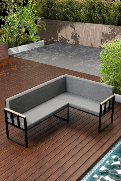 Wood House PARE KÖŞE TAKIMI GRİ (MUTFAK,BAHÇE,BALKON,OTURMA ODASI) ürün görseli 1