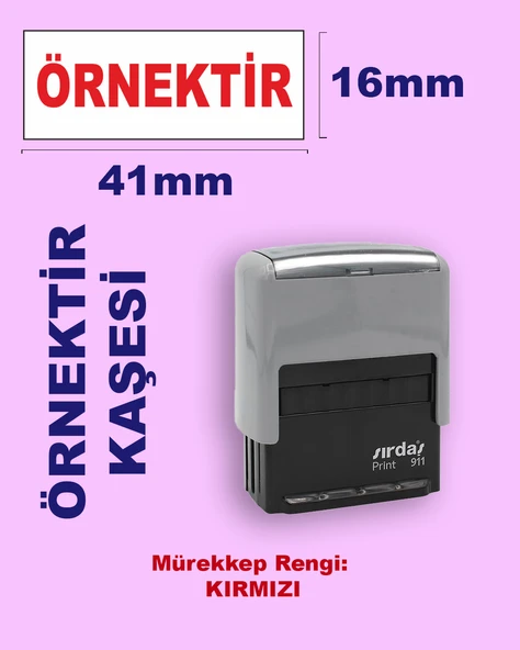 Örnektir Kaşesi, 911 (41mmx16mm) Kırmızı Keçeli Otomatik Kaşe ürün görseli 1
