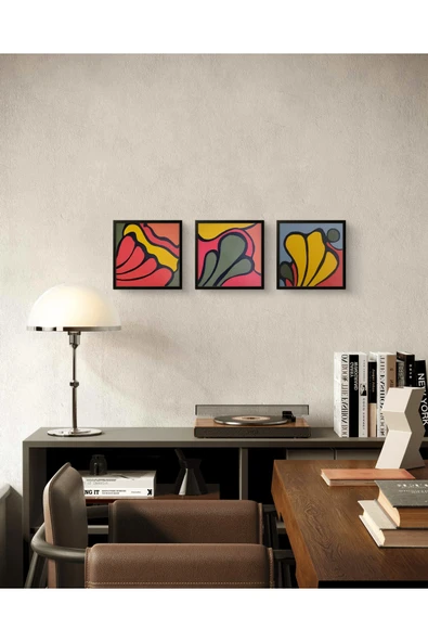 Feoly Art Modern Soyut 3’lü Tablo Seti – El Boyaması – 22x22 Ev Dekorasyon Tablosu – MDF Üzeri Akrilik ürün görseli 1
