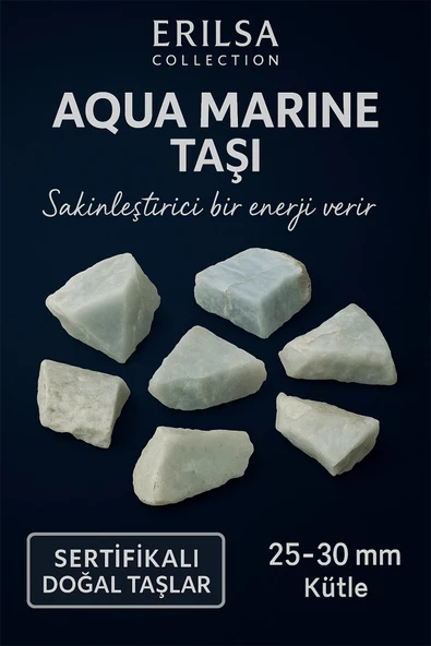 Sertifikalı Ham İşlenmemiş Aquamarine - Akuamarin Taşı Kütle 25–30 mm – Sakinleştirici Enerji Taşı ürün görseli 1