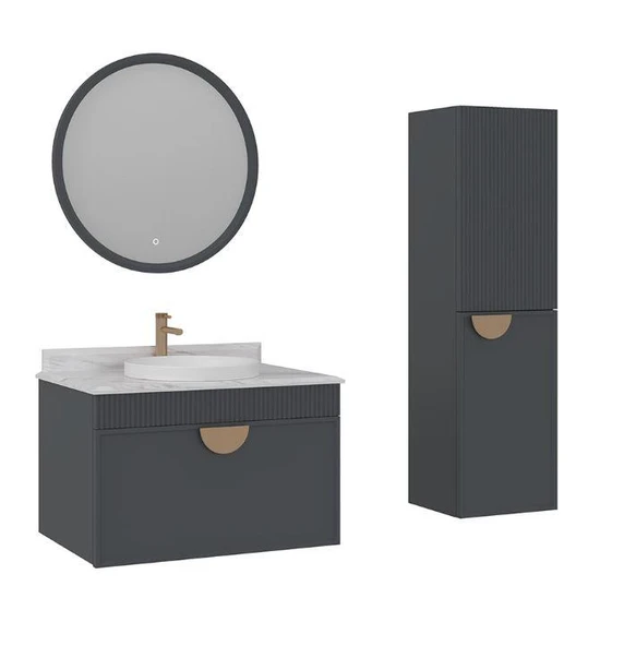 Orka Molino 80 cm Antrasit Banyo Dolabı Takımı ve Boy Dolabı ürün görseli 1