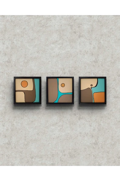 Feoly Art Modern Soyut 3`lü Tablo – El Boyaması – 22x22 Ev Dekorasyon Tablosu – MDF Üzeri Akrilik ürün görseli 1