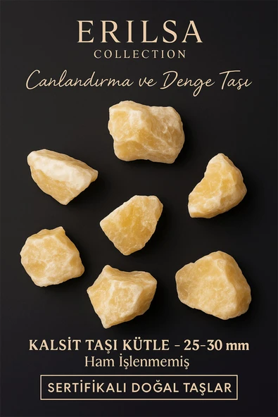 Sertifikalı Ham İşlenmemiş Bal Kalsit Taşı Kütle 25–30 mm Doğal – Canlandırma ve Denge Taşı ürün görseli 1