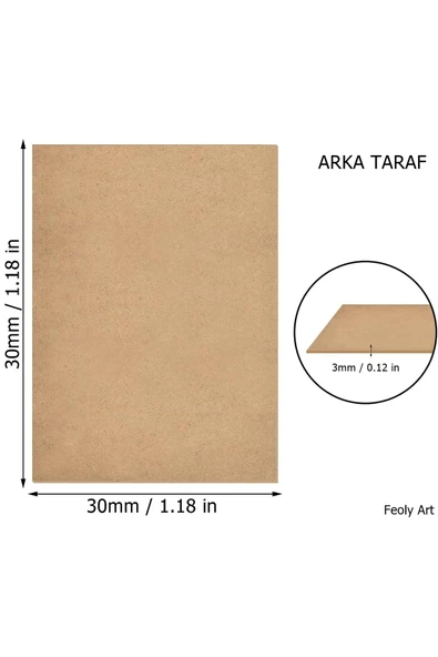 Feoly Art 3 mm 30x30 MDF Plaka (10 ADET) - Hobi, Maket, Ahşap El Sanatları İçin Uygun (10`lu Paket) ürün görseli 1