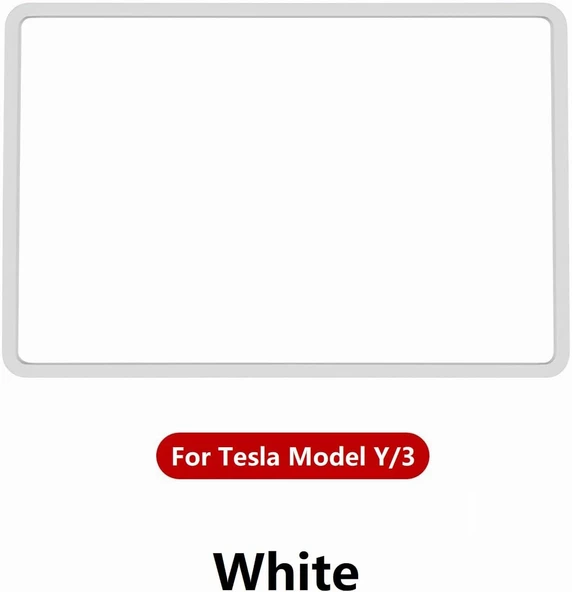 TESLA MODEL Y VE JUNİPER İÇİN UYUMLU EKRAN ÇERÇEVESİ KORUMA SLİKON BEYAZ ürün görseli 1