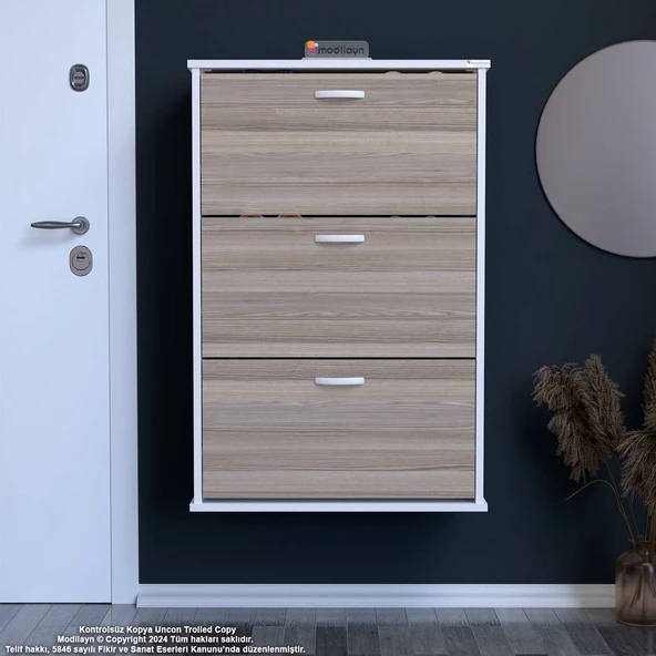  Modilayn VARBİ Asma Antre Hol 72x 115x26 cm’ lik 3 Düşer Kapak 6 Göz Bölmeli Ayakkabılık ürün görseli 1