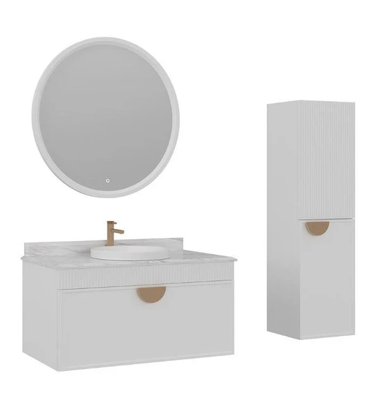 Orka Molino 100 cm Beyaz Banyo Dolabı Takımı ve Boy Dolabı ürün görseli 1
