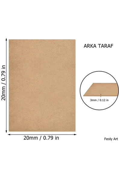Feoly Art 3 mm 20x20 MDF Plaka (10 ADET) - Hobi, Maket, Ahşap El Sanatları İçin Uygun (10`lu Paket) ürün görseli 1