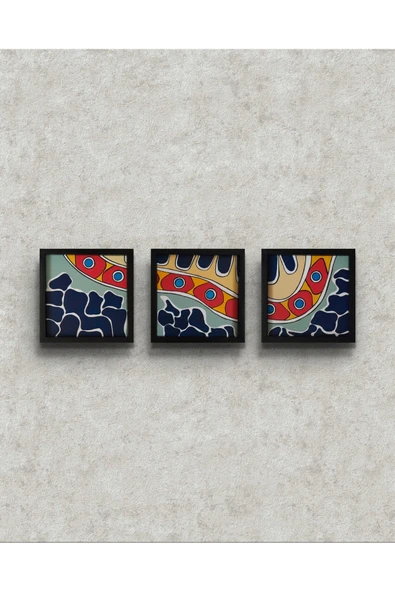 Feoly Art Modern Soyut 3`lü Tablo – El Boyaması – 22x22 Ev Dekorasyon Tablosu – MDF Üzeri Akrilik ürün görseli 1
