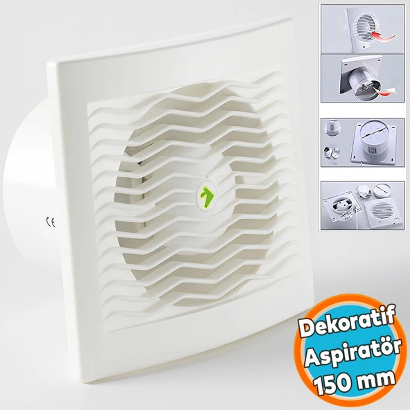 150 mm Elektrikli Fan Kirli Hava Kötü Koku Egzoz Aspiratörü Fanı Wc Mutfak Büro Banyo Havalandırma ürün görseli 1