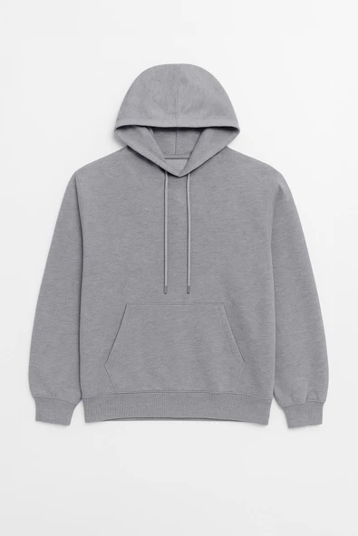 Kadın Kapüşonlu Cepli Gri Sweatshirt - Resim 2