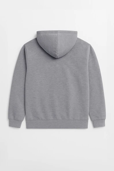 Kadın Kapüşonlu Cepli Gri Sweatshirt - Resim 3