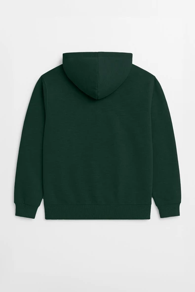 Kadın Kapüşonlu Cepli Nefti Sweatshirt - Resim 3