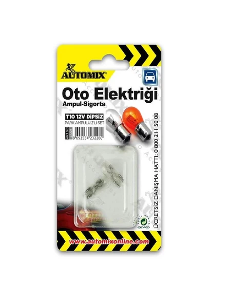 Automix T10 12V 5W Dipsiz  Ampul Seti - Resim 2