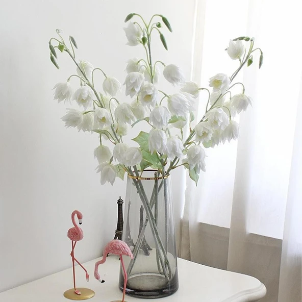 Yapay Çiçek Çan Çiçeği Beyaz 85cm Tek Dal Kumaş Çiçek Uzun Dal ürün görseli 1