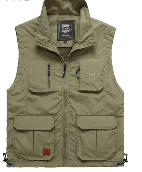 İçi Fileli Krem Renk Outdoor Yazlık Yelek ürün görseli 1