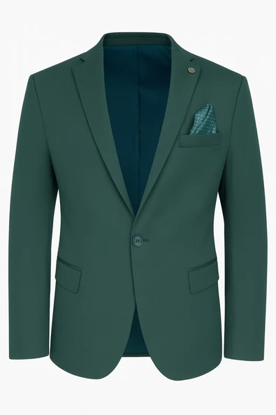Petrol Yeşili Erkek Blazer Ceket – Esnek Comfort Kumaş, Slim Fit İtalyan Kesim Tek Düğmeli Model ürün görseli 1