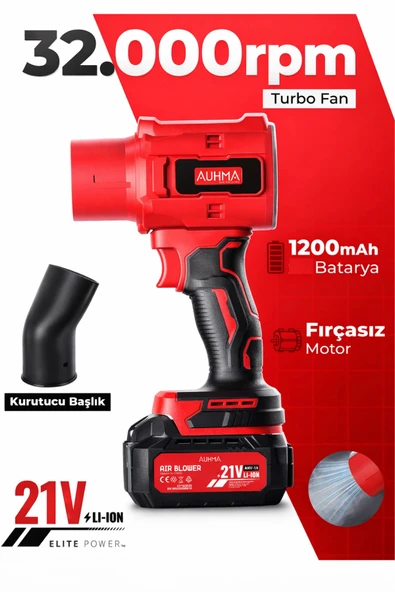 Auhma Ahv-18 21V 32.000 RPM Şarjlı Turbo Hava Üfleyici - Li-ion Jet Blower ürün görseli 1
