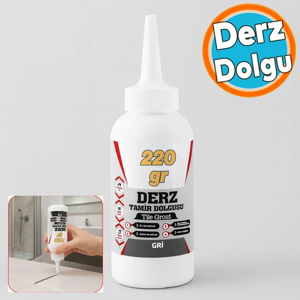 Hazır Derz Dolgu Fayans Seramik Mermer Yer Duvar için Tamir Derz Yenileme Dolgusu Gri Renk (220 Gr) ürün görseli 1
