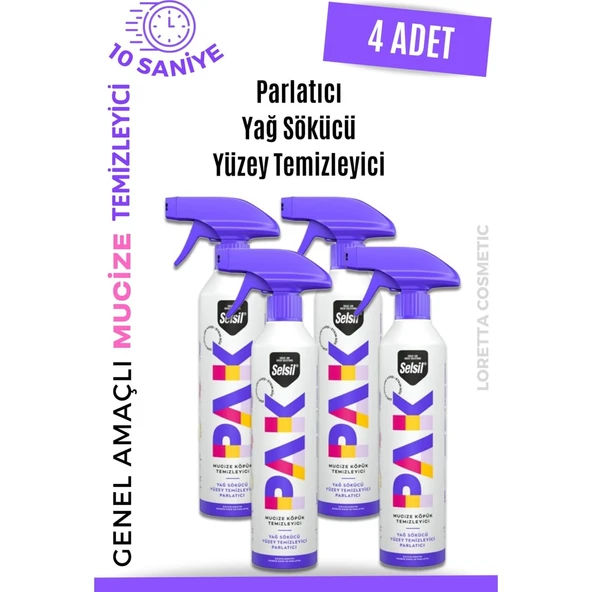 Selsil Pak 4 'lü 500 ml Mucize Köpük Temizleyici Sprey Yağ Sökücü, Parlatıcı ürün görseli 1