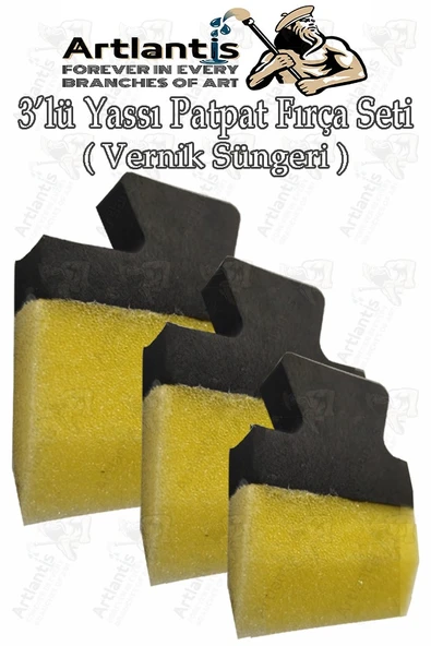 Yassı Patpat Sünger Fırça Seti 3 lü 1 Paket Sünger Boyama Fırçası Kesik Uç Vernik Süngeri Resim Süngeri Hobi Sanat ürün görseli 1