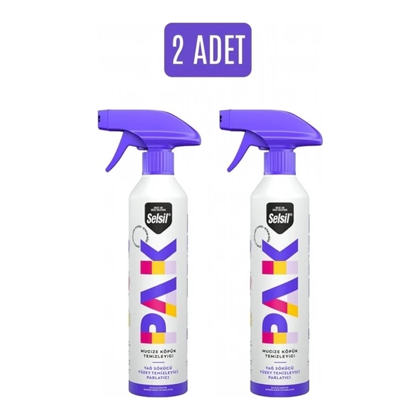 Selsil Pak 500 ml X2 Mucize Köpük Temizleyici Sprey Yağ Sökücü Yüzey Temizleyici ürün görseli 1