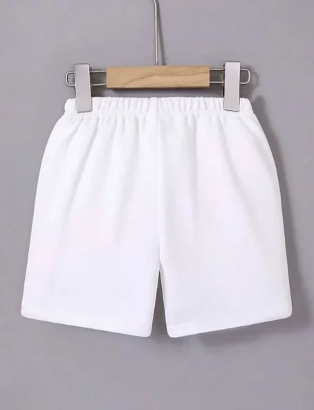 Beli Lastikli Baskılı Mini Şort - Beyaz - Resim 2
