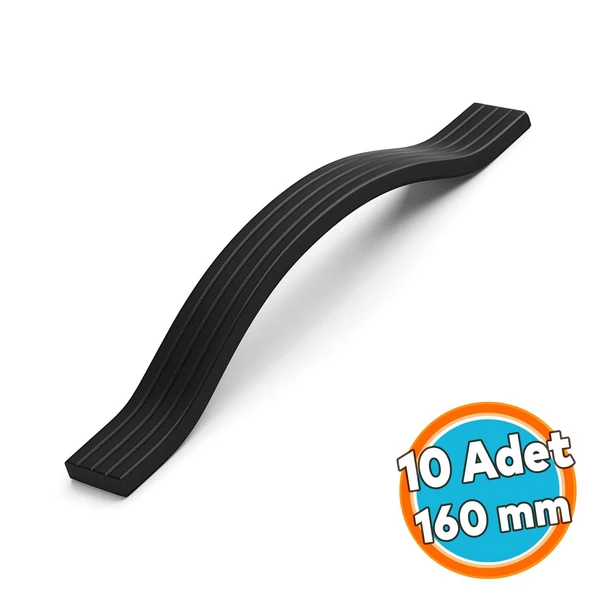Mobilya Kulpu Çizgili Model Dayanıklı Uzun Ömürlü Modern Tasarım Siyah 160 mm Çizgili Metal 10 Adet ürün görseli 1