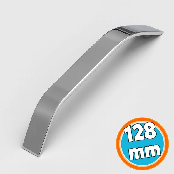 Mobilya Çekmece Mutfak Dolabı Dolap Kulpları Kapak Kulpu Kulbu Metal Krom Kulp 128 mm 12.8 cm ürün görseli 1