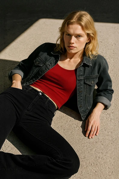 Kadın İspanyol Paça Skinny Fit Siyah Jean Pantolon ürün görseli 1