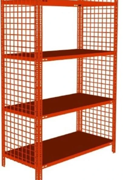 4 Katlı 31x75x150 cm Renkli Tel Kafesli Çelik Raf  Turuncu ürün görseli 1