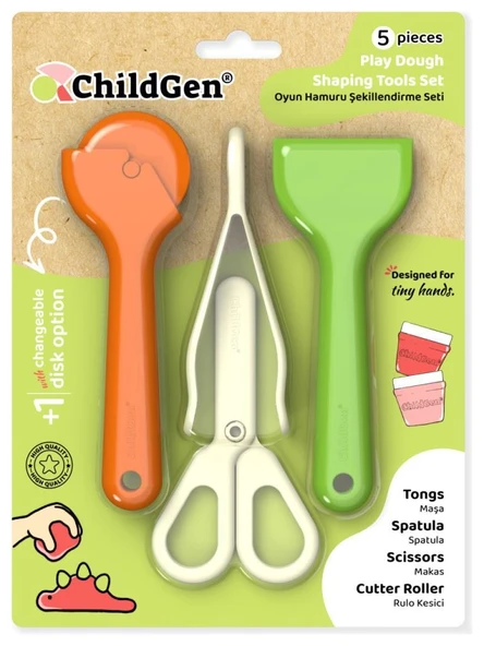 ChildGen Oyun Hamuru Premium Modelleme Seti (ROLLER, MAKAS, SPATULA, CIMBIZ) ürün görseli 1