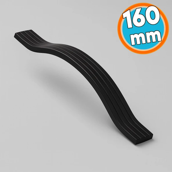 Mobilya Kulpu Çizgili Model Dayanıklı Uzun Ömürlü Modern Tasarım Siyah 160 mm Çizgili Metal ürün görseli 1