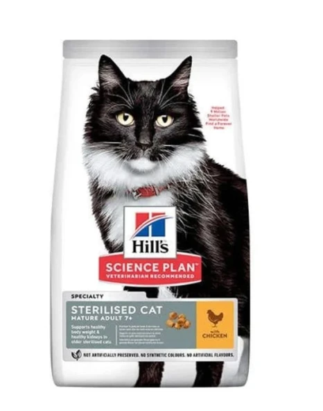 Hill's Mature Adult +7 Sterilised Tavuklu Kısırlaştırılmış Açık Yaşlı Kedi Maması 1,5 KG ürün görseli 1