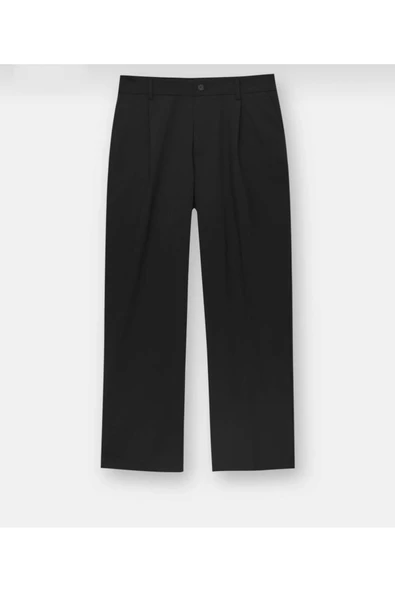 Basic Geniş Kalıp Kumaş Pantolon - Resim 4