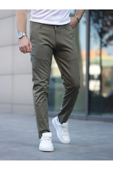Slim Fit Chino Keten Pantolon - Resim 12