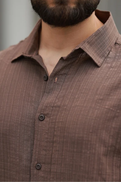 Oversize Keten Karışımlı Basic Salaş Gömlek - Resim 11