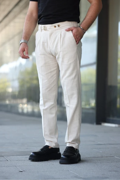 Tasarım İtalyan Model Keten Pantolon - Resim 6