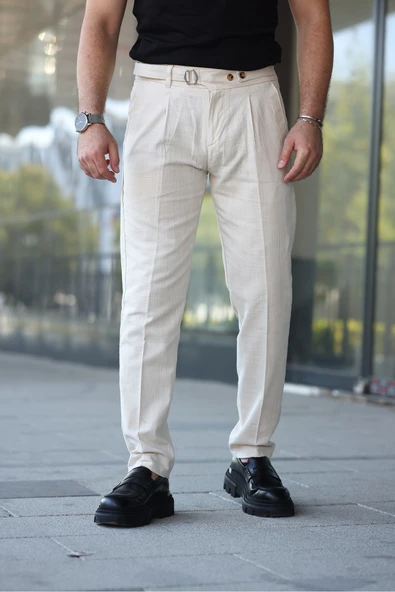 Tasarım İtalyan Model Keten Pantolon - Resim 7