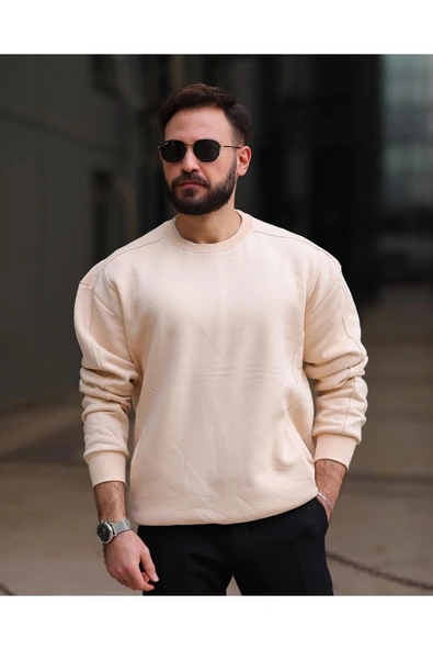 Kalın İçi Pamuklu Cepli Oversize Sweatshirt ürün görseli 1