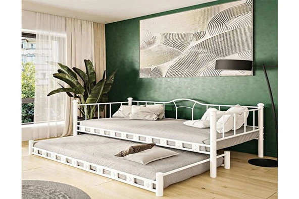 ARGİMO Kamelya Yavrulu Daybed Sedir Karyola Beyaz 90x200cm ürün görseli 1