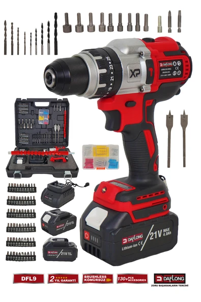 DAFLONG KÖMÜRSÜZ ÇELİK MANDREN 21V 13MM KÖMÜRSÜZ ŞARJLI DARBELİ MATKAP DFL-9 ürün görseli 1