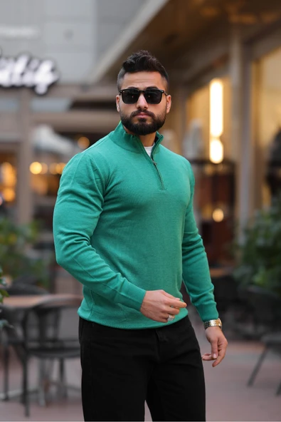 Slim Fit Fermuarlı Kazak - Resim 10