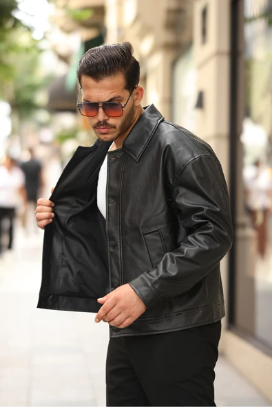 Premium Oversize Düğmeli Kaşe Ceket - Resim 6