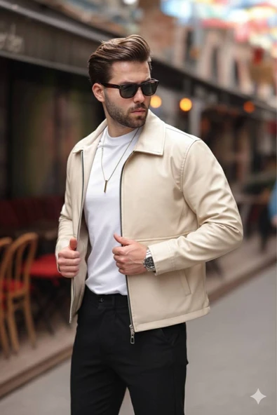 Basic Oversize Deri Ceket - Çift Fermuarlı İkonik Tasarım ürün görseli 1