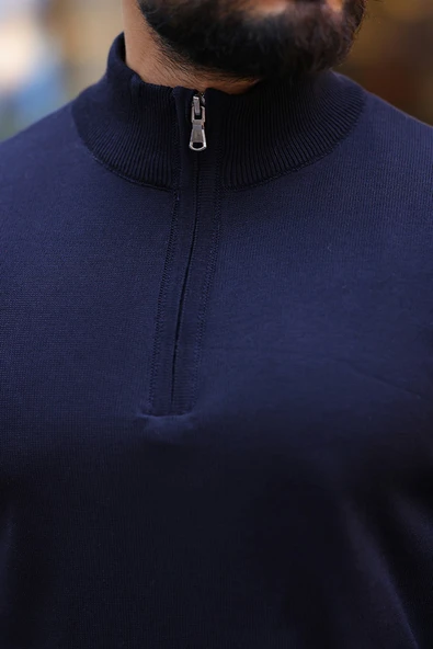 Slim Fit Fermuarlı Kazak - Resim 3